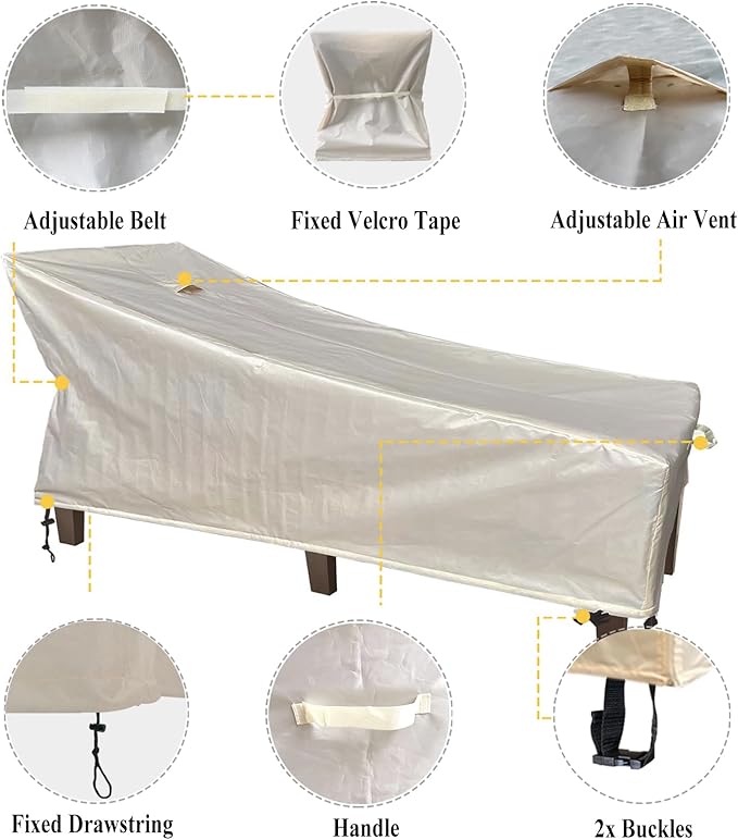 SIHAIAN Patio Lounge Chair Cover Waterproof Outdoor Chaise Lounge Covers UV Resistant Special Fixed Design 68Lx32Wx32H Beige 2Pack Patio Furniture Covers