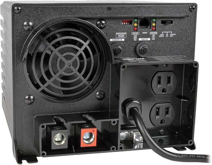 Tripp Lite Power Inverter/Charger w/Auto Transfer Switching, 1250W, 12VDC 120V, 5-15R, 2-Outlets for RVs, Trucks, Fleet Vehicles & Emergency Vehicles, 1 Year Warranty (APS1250)