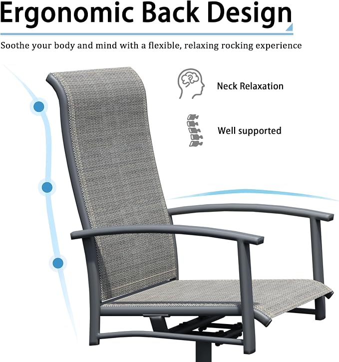 Outdoor Swivel Rocker Dining Chair Set of 6, All Weather Patio Dining Chair with Textilene High Back and Metal Frame, Backyard, Lawn Garden and Deck Porch Patio Furniture Set