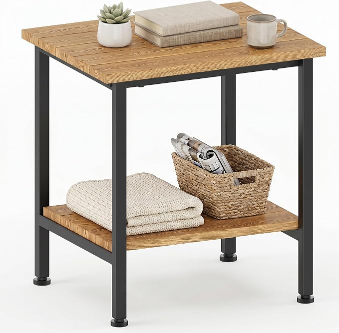 Small Outdoor Side Table with Storage, for Garden, Brown | Outdoor End Tables for Patio, Low Maintenance, Weather Resistant, for Pool, Beach, Porch, Deck, Indoor or Outdoor
