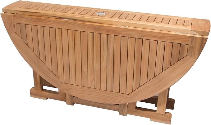 Royal Teak Collection DLT6 Round Drop Leaf Teak Table, 72-Inch