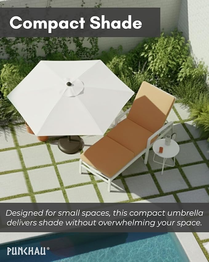 6 Ft Outdoor Patio Umbrella, Easy Open/Close Crank and Push Button Tilt Adjustment - White Market Umbrellas