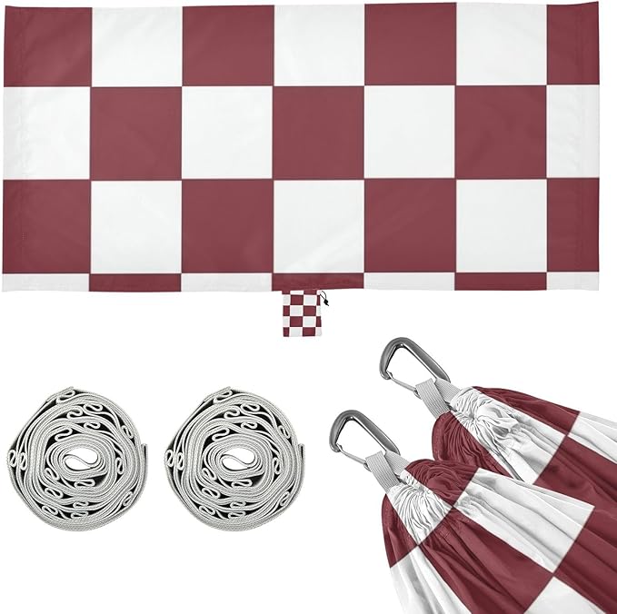 Brown and White American Plaid 330lb Capacity Hammocks with Portabl Carry Bag Tree Hammock for Outside Patio Garden hamaca para Patio Exterior