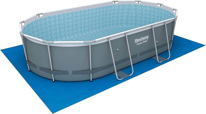 Bestway 16 Ft x 10 Ft x 42 in Steel Frame Above Ground Pool Set with Pump, Filter, Ladder, Cover, Mesh Skimmer, Vacuum and Maintenance Kit