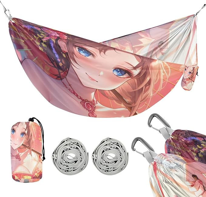 Japanese Girl Anime Beauty Outdoor Hammock Foldable Cloth Hammock for Outside Patio Garden