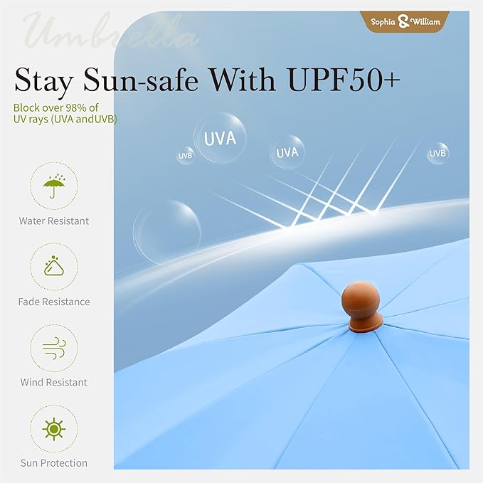 Sophia & William 7ft Outdoor Beach Umbrellas with Fringe, Portable Tilt Umbrellas for Sand, Patio, Lawn, Garden, Pool, Outing, Balcony