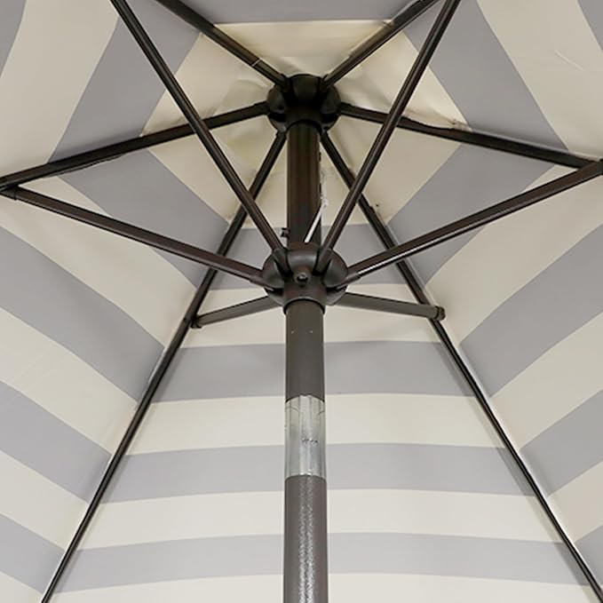 Blissun 7.5 ft Patio Umbrella, Yard Umbrella, Outdoor Market Umbrella with Push Button Tilt Crank, Black & Beige