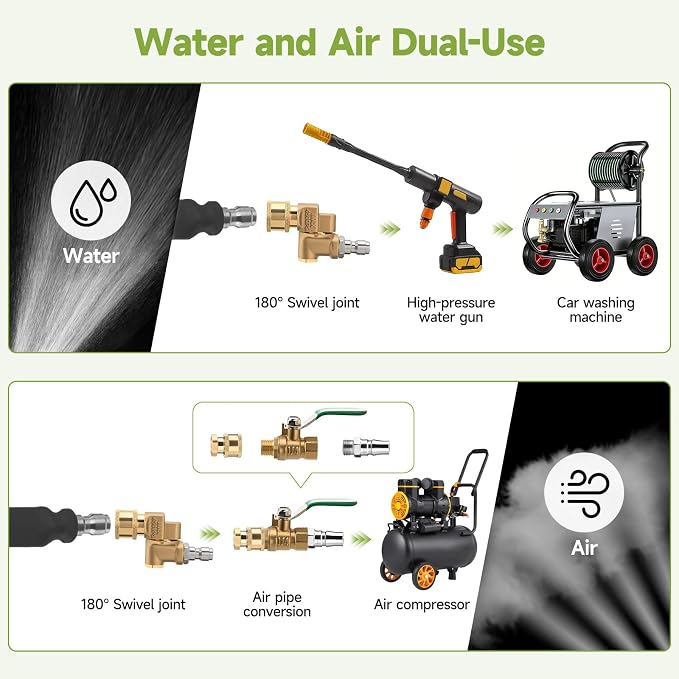47" &24" Radiator Cleaning Wand Set, 97.5 inch Pressure Washer Extension Wand with Spray Nozzle Tips, 30°,90°,120° Curved Rod, 1/4" Quick Connect
