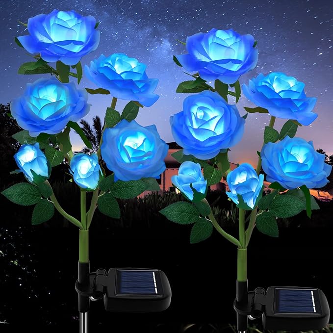 TYNLED Outdoor Solar Garden Stake Lights,Upgraded LED Solar Powered Light with 6 Rose Flowers, Waterproof Solar Decorative Lights for Patio Pathway Courtyard Garden Lawn