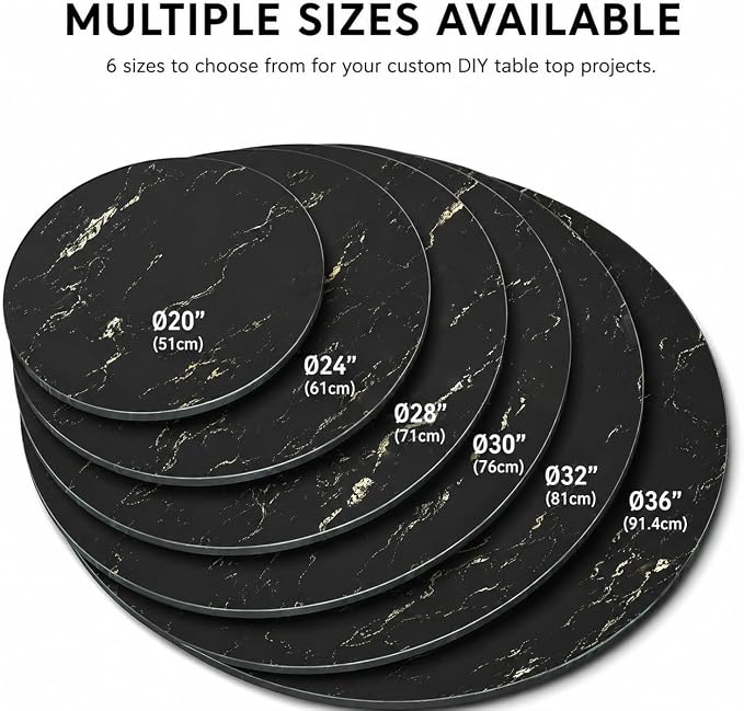 28" Round Tempered Glass Table Top, 5/16" (8mm) Thick, Marble Pattern Replacement, Heavy-Duty, Heat & Scratch Resistant for Coffee, Dining & Patio Tables, Black
