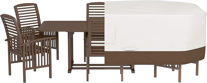 Amazon Basics Patio Furniture Cover, Waterproof, Anti-UV, Wind Resistant, X-Large, Durable, Beige/Tan, 130" x 84"