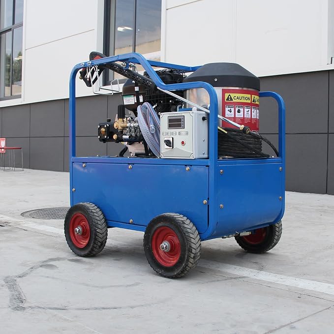 Hot Water Pressure Washer 4000PSI 4GPM,420cc 13.5HP Gas Engine with AR Pump, Commercial Heavy-Duty Power Washer for Trucks, Machinery, Concrete, Industrial Grease (Blue)