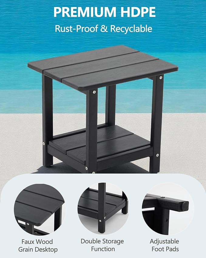 HDPE Outdoor Patio Furniture Set, 4-Piece Sofa Set with 3-Seat Couch & Coffee Table, Weatherproof Conversation Set with Cushions, All-Weather Waterproof, for Garden, Porch & Backyard