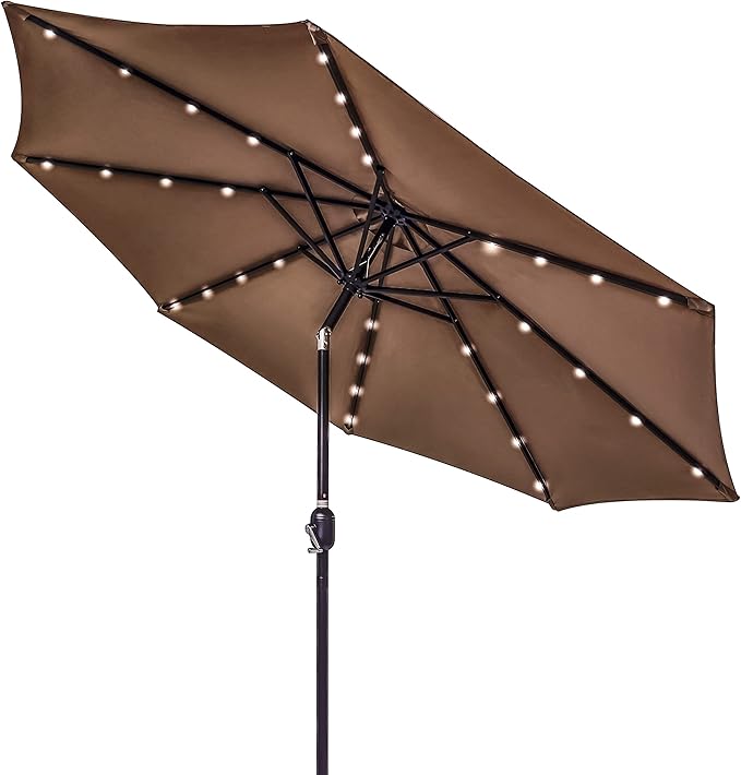 Trademark Innovations Deluxe Solar Powered LED Lighted Patio Umbrella - 9'