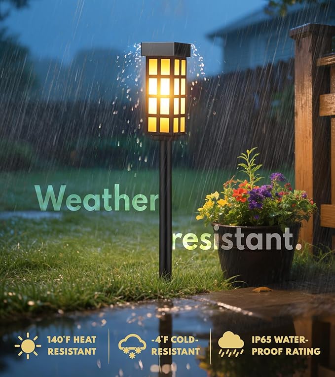 PASAMIC Solar Pathway Lights Outdoor, 24 Inch Tall Solar Landscape Lights, IP65 Waterproof Outdoor Lights, Warm White LED Solar Garden Lights for Yard Patio Lawn Driveway Walkway Path Lighting