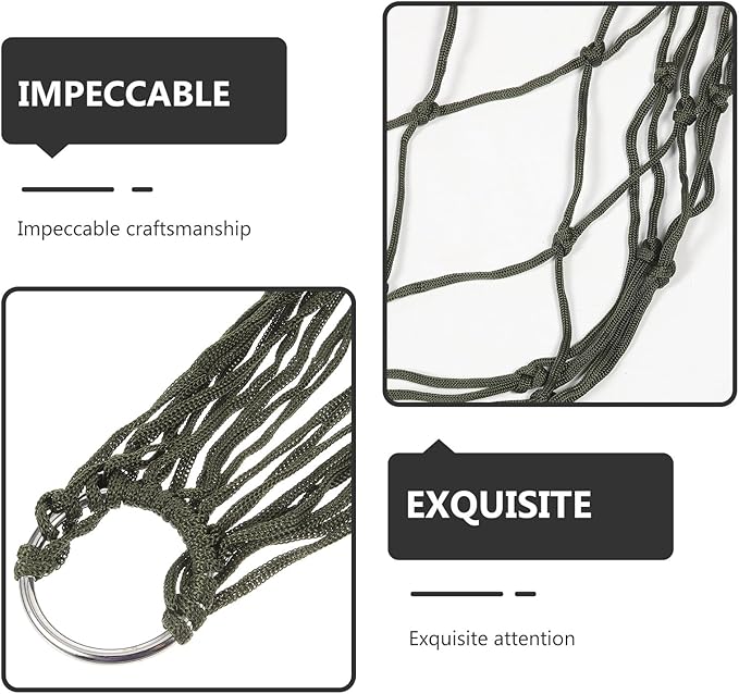 TOYANDONA Outdoor Military Green Hammock Net with Thick Nylon Rope 240x80cm Camping Sleeping Swing Hammock Chair with Tree Straps and Carry Bag for Patio and Travel