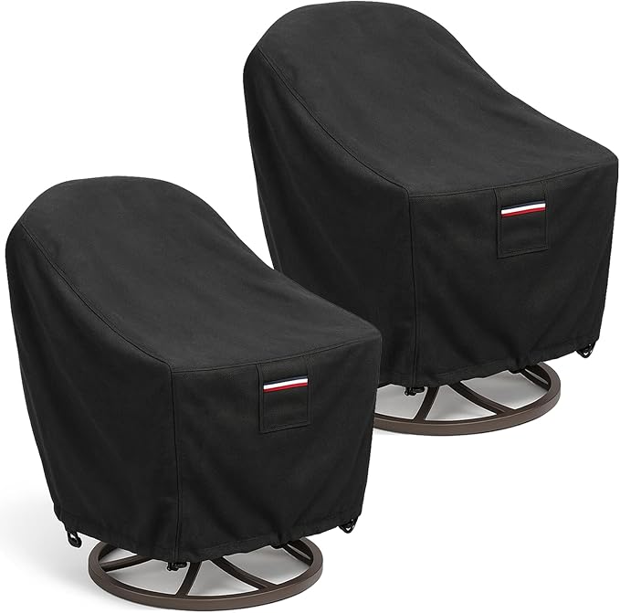 Waterproof Patio Chair Covers, 28W x 33D x 36H inches Heavy Duty Outdoor Furniture Protection Cover Weather Resistant 600D Oxford 2-Pack, Black