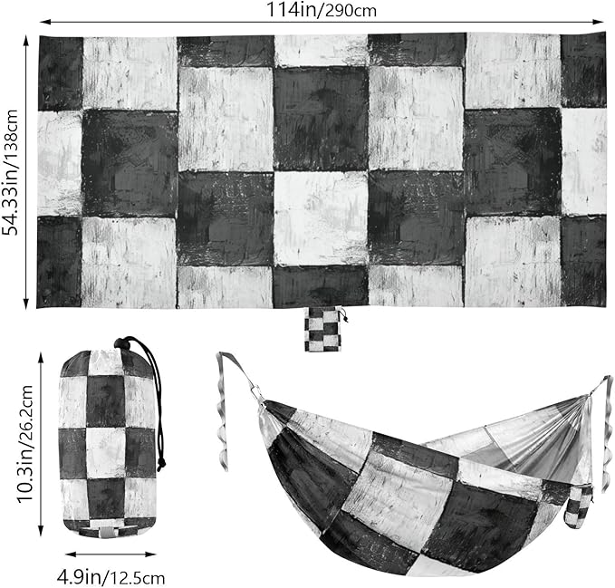 Black and White Square 330lb Capacity Hammocks with Hanging Ropree Hammock for Outside Beach Patio Garden Base de hamaca para adultos