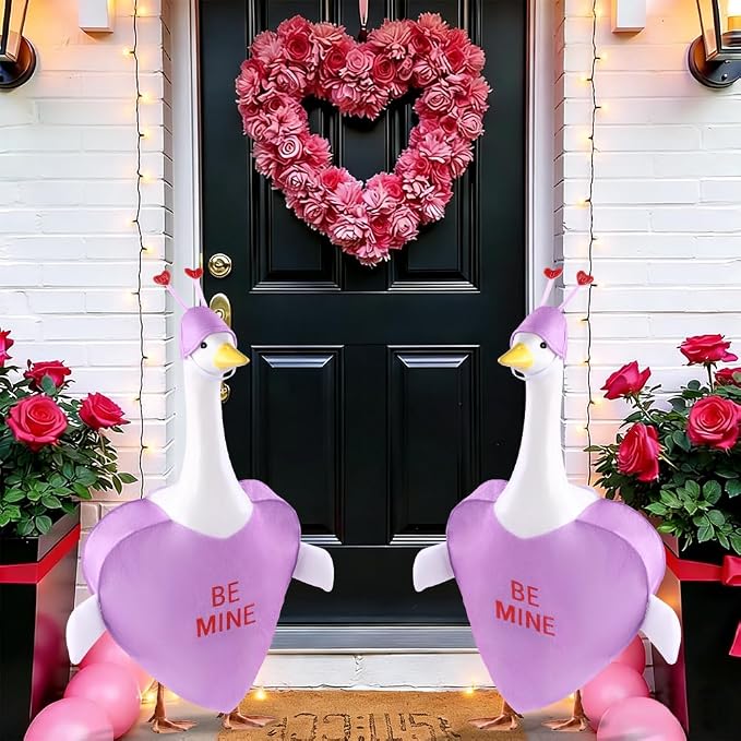 Valentine's Day Goose Outfit for 23" Porch Goose Holiday Purple Heart Cloths Costume Valentines Party Outdoor Garden Patio Yard Lawn Art Decoration(Be Mine)