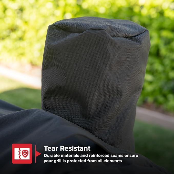Oakford Heavy-Duty Pellet Grill Cover, Compatible with Oakford Wood Pellet Grill Model 910-05003, Full-Length BBQ Cover with Vented Mesh and Secure Straps, Black - 700-05003