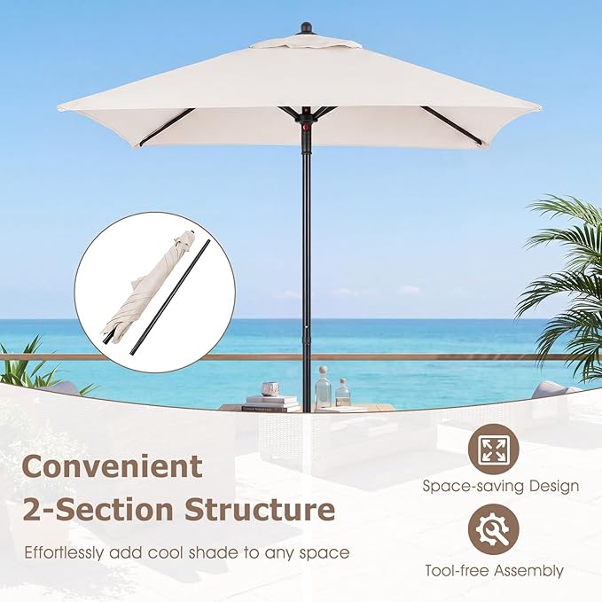 Tangkula 5 FT Patio Umbrella, Outdoor Table Market Umbrella with Quick-Release Button, 4 Sturdy Ribs, Fade Resistant & Waterproof Canopy, Sun-protective, for Garden, Poolside, Backyard