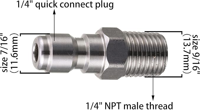 Tool Daily Pressure Washer Coupler, Quick Connect Plug, 1/4 Inch Male NPT Fitting, 5000 PSI, 2-Pack