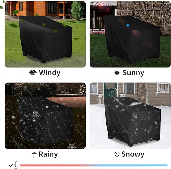 ALSTER Outdoor Chair Covers 2 Pack, Patio Chair Covers(33" L x 34" W x 31" H), Durable and Waterproof Black Furniture Covers for Lounge Deep Seat, Rain Snow Dust Wind-Proof