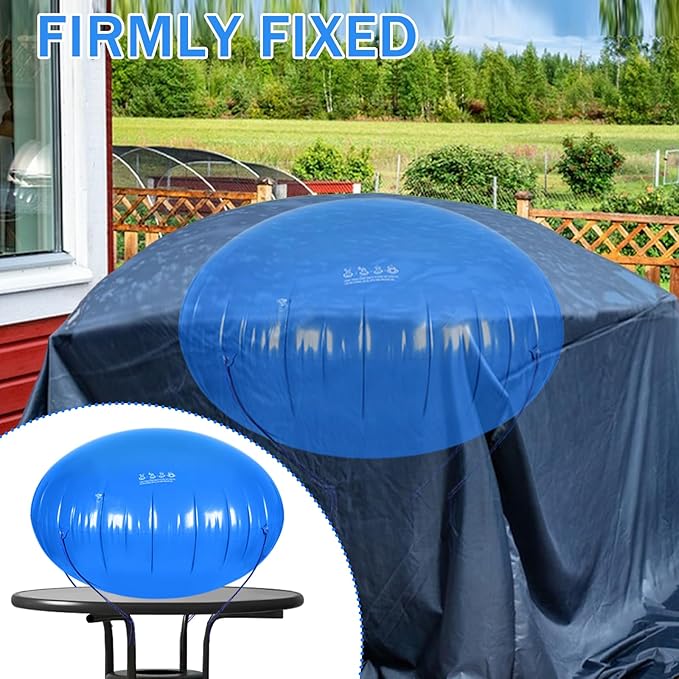 54in Dome Patio Furniture Cover Airbag, Dia Reusable Weather Resistant Dome Airbag Round Dome Airbag Kit with 4 Ropes to Fix for Outdoor Patio Furniture