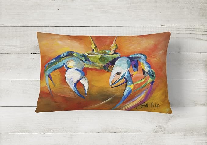 Caroline's Treasures JMK1110PW1216 Blue Crab Canvas Fabric Decorative Pillow Machine Washable, Indoor Outdoor Decorative Pillow for Couch, Bed or Patio, 12HX16W