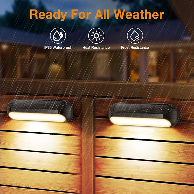 AHAORIGIN Outdoor Solar Lights for Outside, 10 Pack Bright Solar Fence Lights with Multi-Color Changing & Warm White Mode, Upgraded Solar Step Lights Outdoor Waterproof for Garden Deck Post Stair Wall
