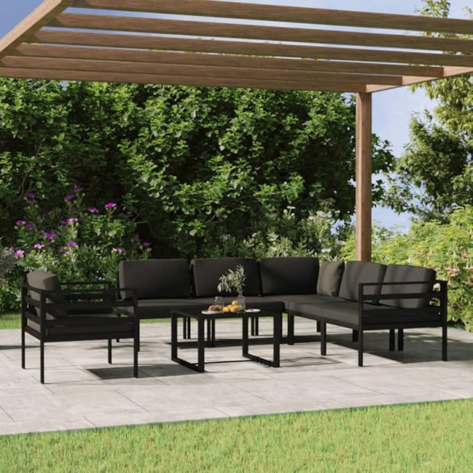 7 Piece Patio Lounge Set,Outdoor Furniture Set Outdoor Garden Conversation Set for Patios Gardens Backyard Courtyard with Cushions Aluminum Anthracite
