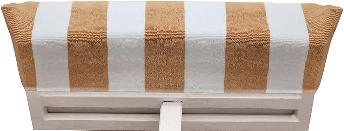 COTTON CRAFT Pool Lounge Chair Cover - 2 Pack Cabana Stripe - Soft Absorbent 100% Cotton Dobby Terry Towel Chaise Lounge Beach Chair Cover - Oversized 32 W x 82 Length x 7 inch Pocket – Linen