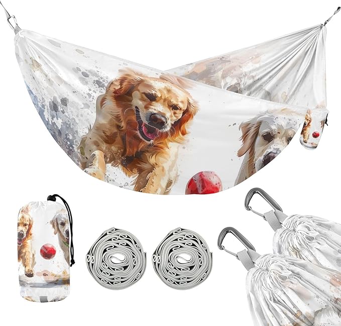 FRMG Dog Camping Hammock 500 lbs Capacity Portable Hammocks with Tree Straps & Attached Carry Bag, Camping Essentials Gear A0900164 a