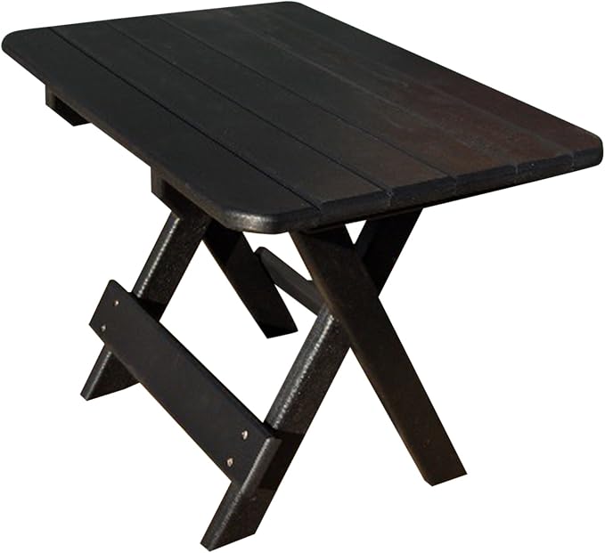 Phat Tommy Folding Outdoor Patio Side Table - Poly Adirondack Side Table - All Weather Side Table for Your Patio, Deck, or Balcony (Black)