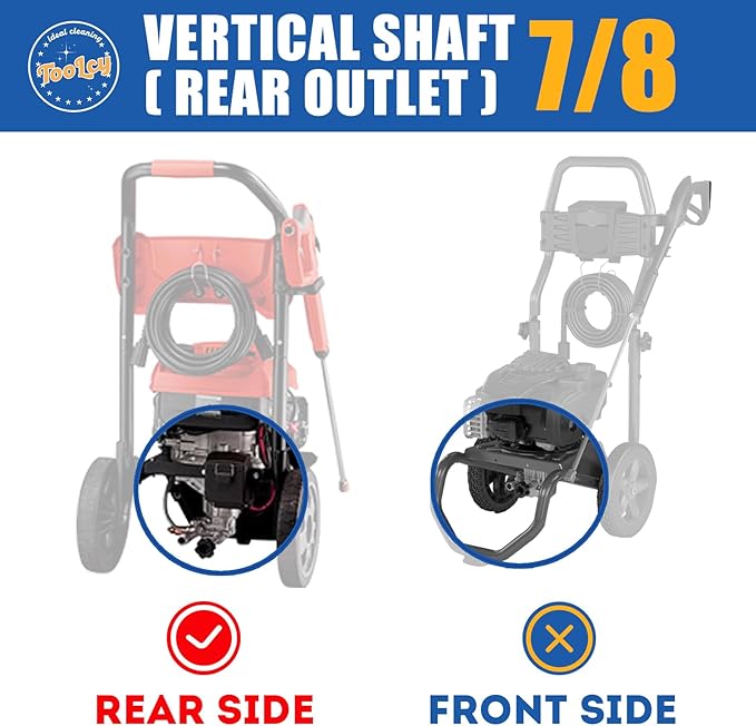 TOOLCY 7/8" Shaft Vertical Pressure Washer Pump - Rear Inlet/Outlet Max 3400 PSI @ 2.5 GPM OEM & Power Washer Pump for Gas Washer, Replacement for Simpson, Honda etc