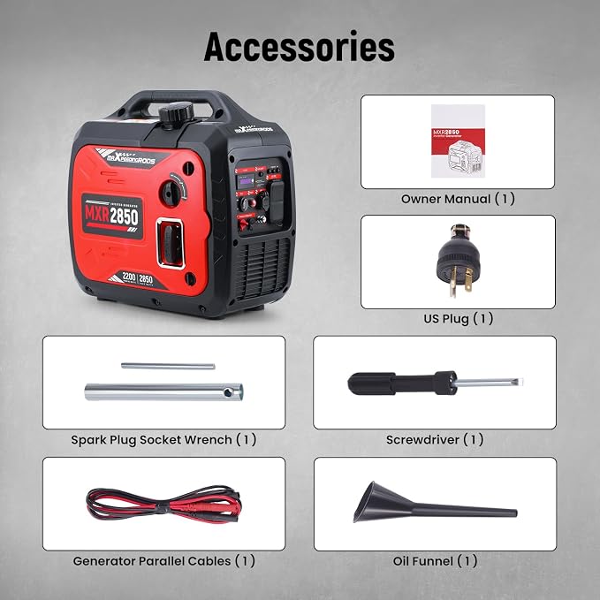 maXpeedingrods 2850W Portable Inverter Generator, Gas Powered, EPA Compliant with CO Alarm, Compact and Lightweight for Outdoor Camping, RV Ready and Home