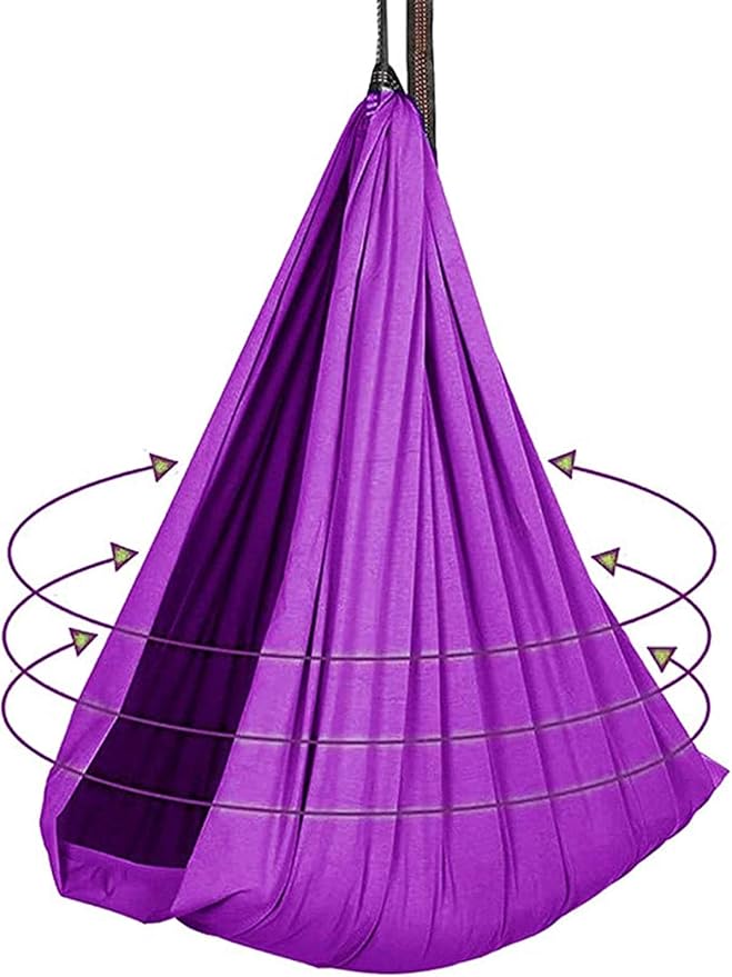 Elastic Cuddle Swing Hammock Indoor Therapy Sensory Yoga Swings with Special Needs for Kids Adult Autism ADHD Aspergers Has Calming Effect On Child (Color : Purple, Size : 100 x 280 cm)