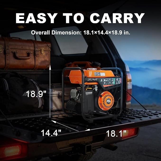 GENMAX 4000W Portable Open Frame Inverter Generator, 223cc Engine, with 30A RV Outlet, Clean Power (<5% THD) for Camping, Home & Jobsite Backup, Eco-Mode, Low Oil Shutdown, USB-C & USB-A Ports