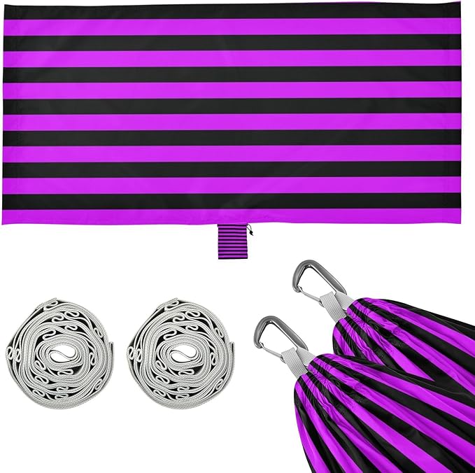 Purple-Black Line 330lb Capacity Camping Hammock with Portabl Carry Bag Tree Hammock for Camping Travel Accessories jamaca para Patio