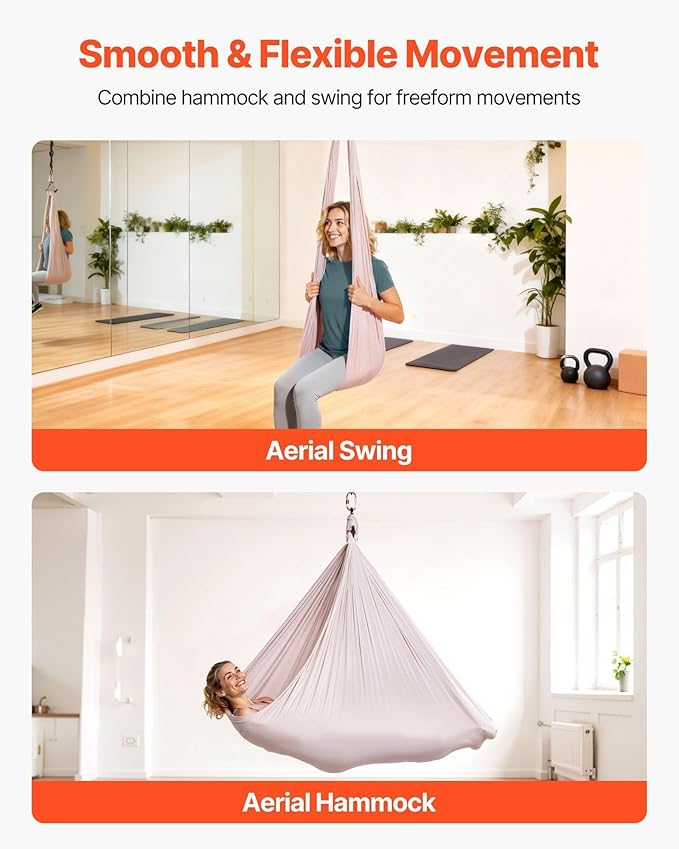 Professional Aerial Yoga Hammock & Swing, 300 lbs Capacity with 360° Swivel & Ceiling Mount Kit, for Fitness, Studio and Family Use