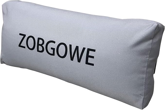 Outdoor Beach Chair Pillow, 4pcs Pool Lounge Chair Pillows Patio Headrest Pillow Lumbar Pillows with Insert and Adjustable Elastic Strap for Chaise Recliner Patio Office, Gray