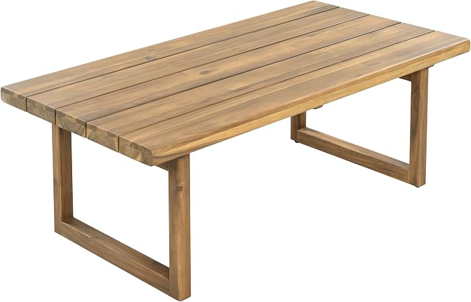 Merax Outdoor Acacia Wood 6-Seater Sectional Sofa Set with Cushions, Wood Patio Modular Lounge with Corner & 1 Table & 1 Club Chair for Balcony, Deck, Garden, Beige + Light Brown