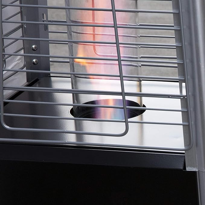 Outdoor Heater with Wheels Patio Heater Pyramid Deck Tower Patio Heaters for Outdoor Use Flame Glass Tube 42000 BTU Hammered Bronze Propane Natural Gas Tip Resist Safe ETL Black