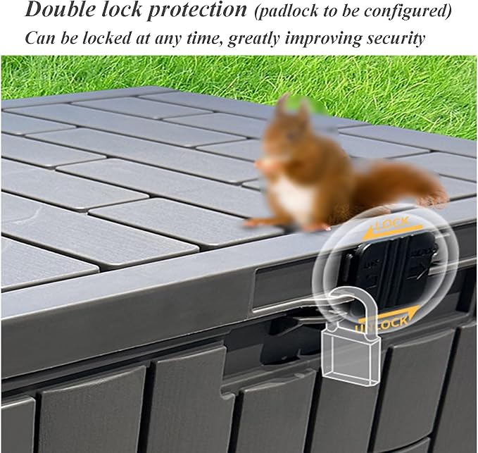 76 Gallon Resin Deck Boxes, Waterproof Storage Box Indoor and Outdoor with Lockable Lid for Garden Tools, Patio Cushions(42.1''*16.1''*22.6'')
