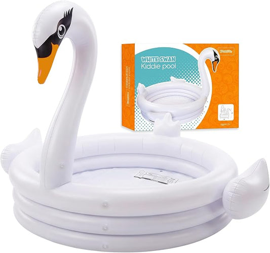 White Swan 48" Inflatable Kiddie Pool Holds 65 Gallons of Water - Kids Blow Up Kiddie Pools for Toddler 1-3, Summer Outdoor Kids Swimming Toys for Boys & Girls Play Center Kiddy Outdoor Swimming Pool