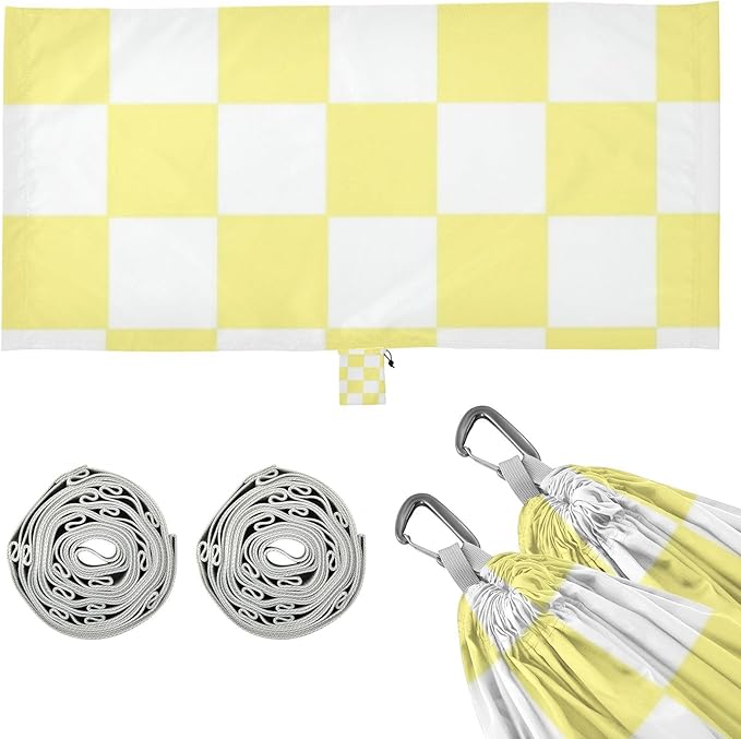 Yellow and White American Plaid 330lb Capacity Outdoor Hammocks with Hanging Rope Cloth Hammock for Outside Beach Patio Garden Silla hamacas para adultos