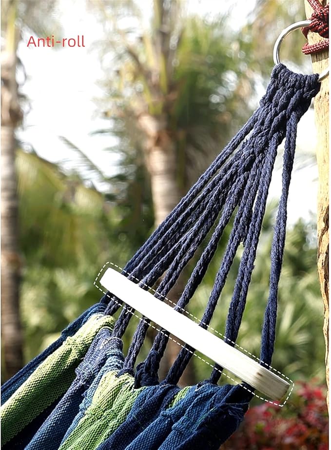Camping Hammock, Double Hammock with Spreader Bars 190x150cm Camping Hammock Outdoor, with Thickened Durable Canvas Fabric, 480 lb Load Capacity, for Backyard, Garden(Blue)