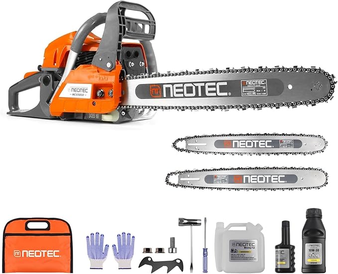 58CC Gas Powered Chainsaw 18 20 Inch Bar Chain Ergonomic Chainsaw Chain Brake Anti-Vibration System, 2-Cycle Petrol Motosierra De Gasolina for Tree Cutting Firewood Wood Yard Cleaning