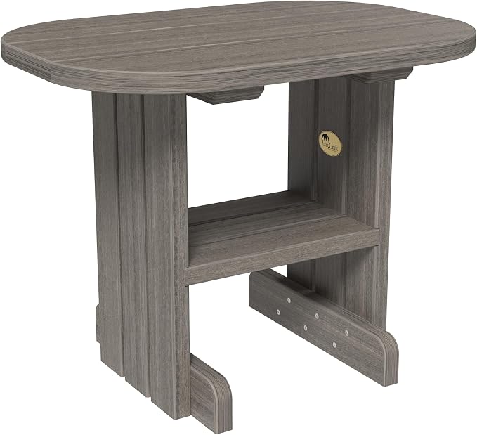 LuxCraft Poly Small Table Stand, Outdoor Side Tables for Patio, Weatherproof Patio End Table for Outside, Eco Friendly and UV Resistant HDPE - Amish Made in USA (Coastal Gray)