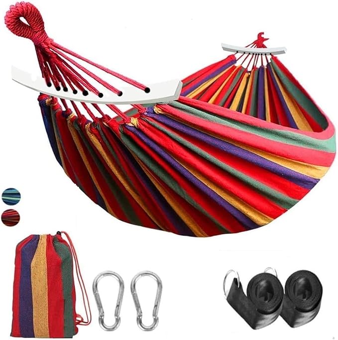 Hanging Chair Outdoor Hammock Portable Garden Hammock Sports Home Travel Camping Swing Canvas Striped Hanging Bed Hammock Double Single